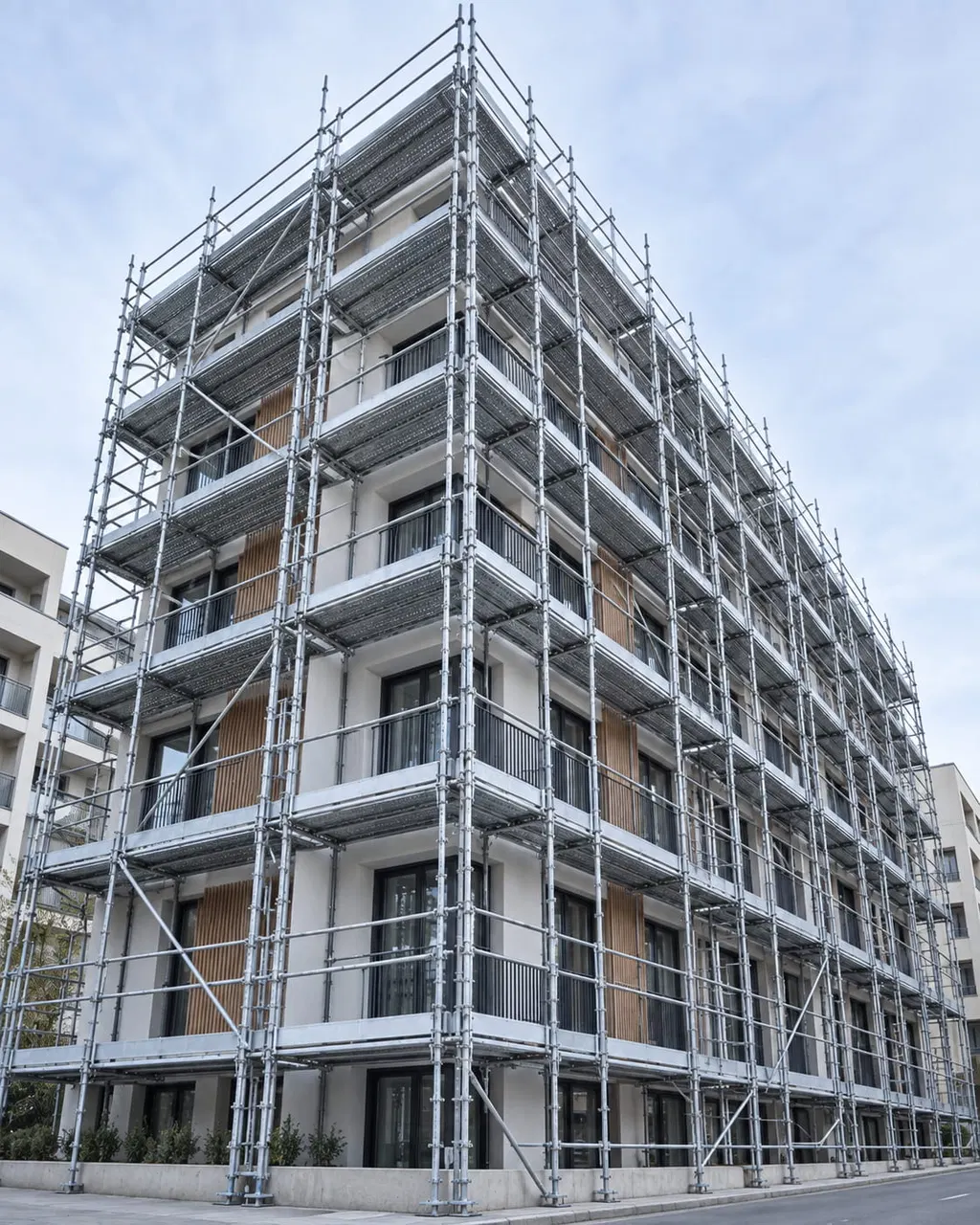 Échafaudage professionnel sur immeuble