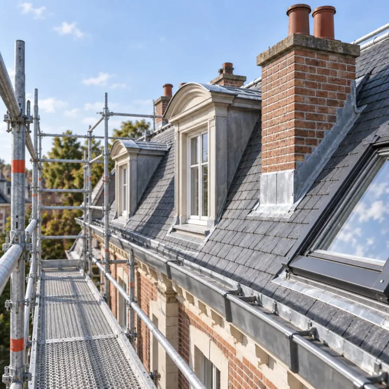 Travaux sur toiture et maçonnerie à Cambrai illustrant un chantier de rénovation