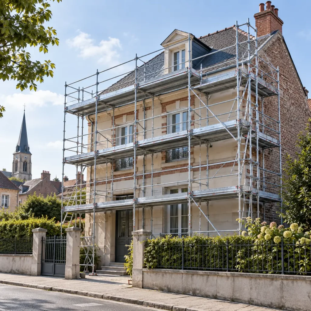 Échafaudage Annay sur une façade de bâtiment résidentiel