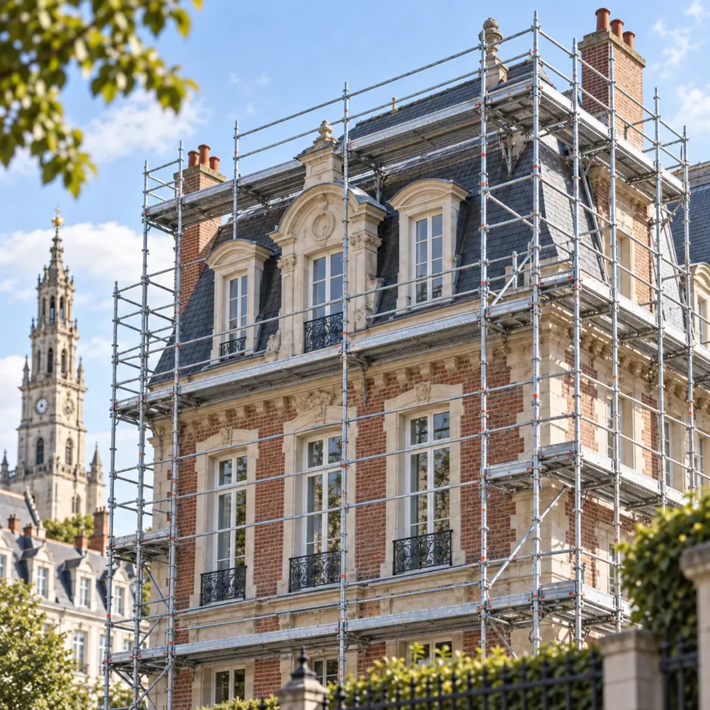 Échafaudage Arras sur un bâtiment de caractère en rénovation