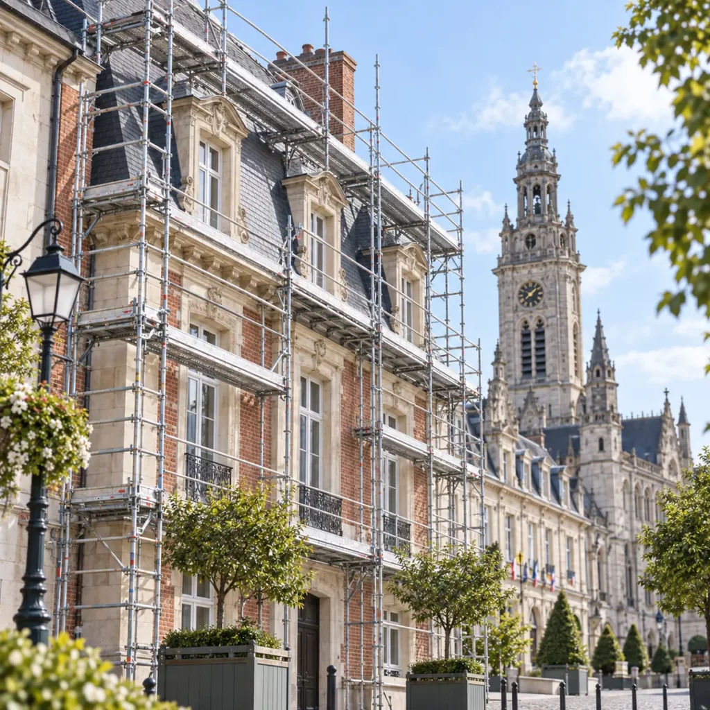 Échafaudage Cambrai sur une façade traditionnelle