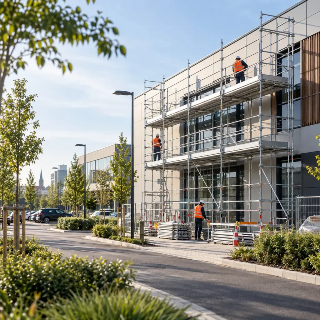 Échafaudage Seclin sur un bâtiment professionnel moderne