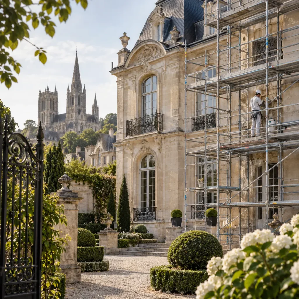 Échafaudage Senlis sur un hôtel particulier en restauration